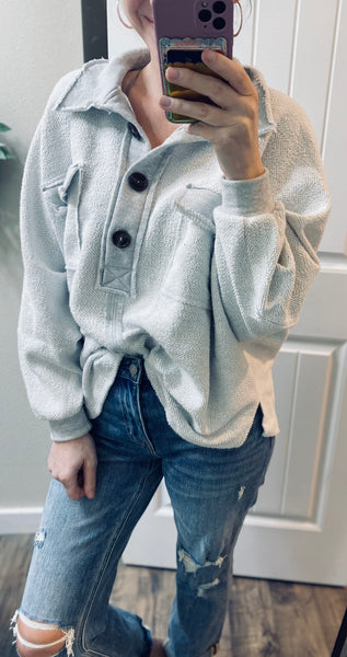 Grey Button Pullover