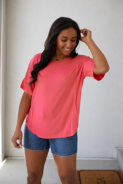 Watermelon Scoop Neck Top