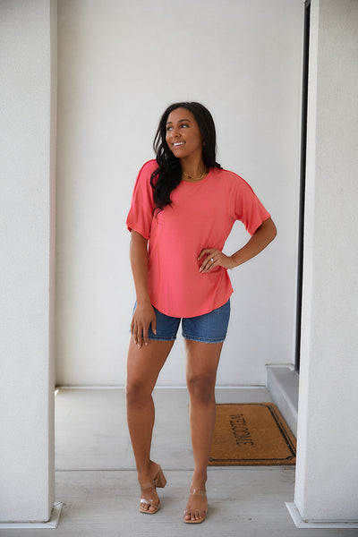 Watermelon Scoop Neck Top