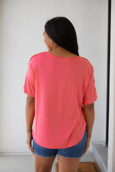 Watermelon Scoop Neck Top