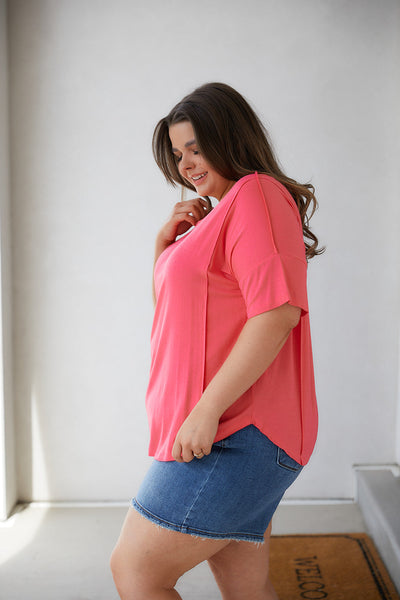 Watermelon Scoop Neck Top