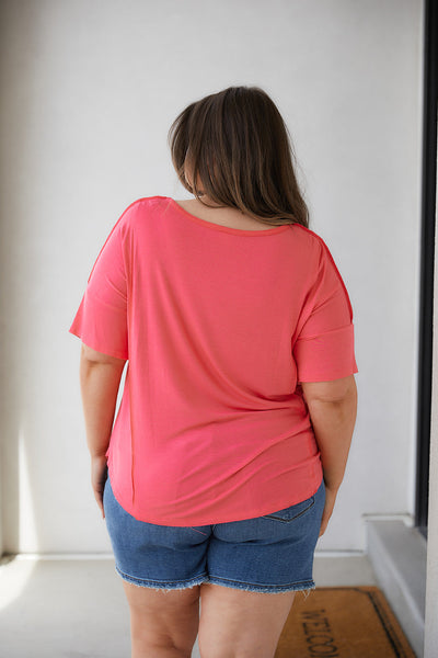 Watermelon Scoop Neck Top