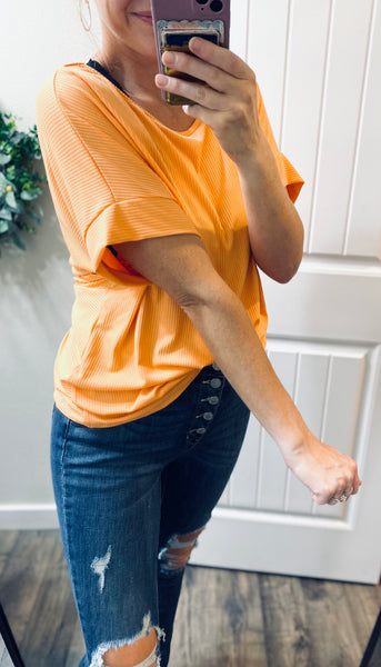 Tangerine Twisted Back Top