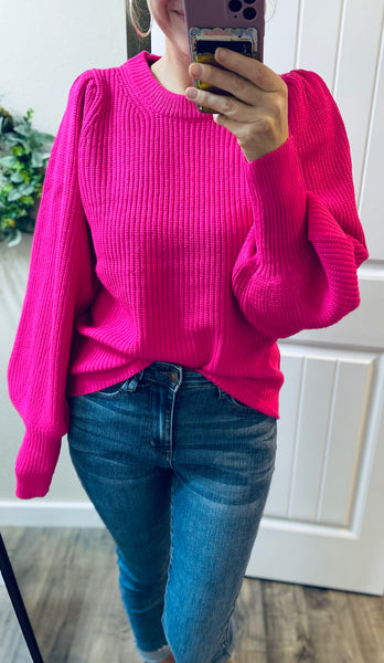 Pink Balloon Sleeve Sweater