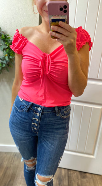 Hot Pink On/Off Sleeve Crop Top