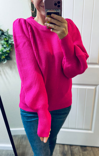 Pink Balloon Sleeve Sweater