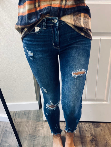 Judy Blue Dark Wash SharkBite Destroyed Denim