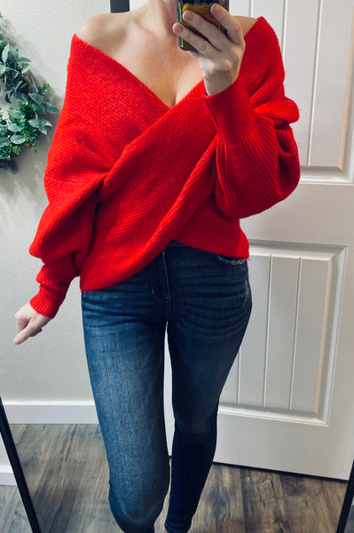 Red Crossover Sweater