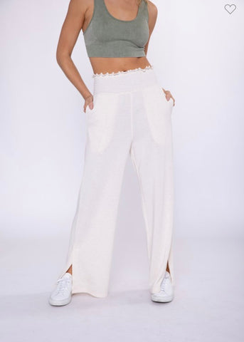 Oatmeal Wide Leg Lounge Pants