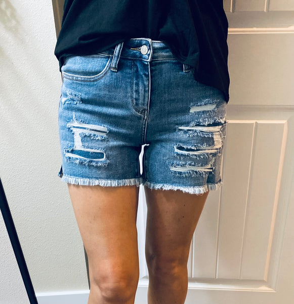 Judy Blue Distressed Slit Shorts