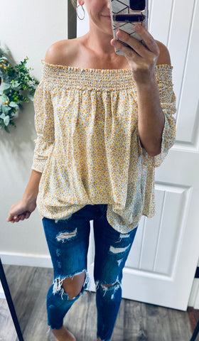 Off Shoulder Dainty Flower Top