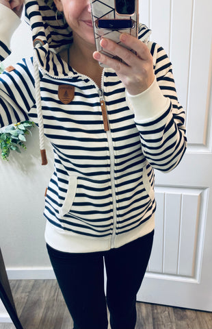 Navy Stripe Full Zip Wanakome