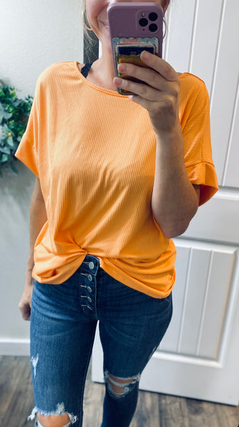 Tangerine Twisted Back Top