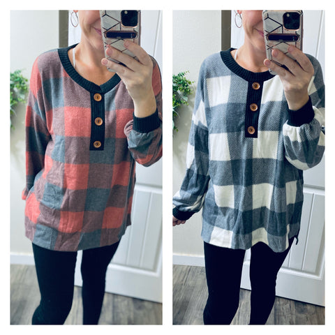 Plaid Button Long Sleeve