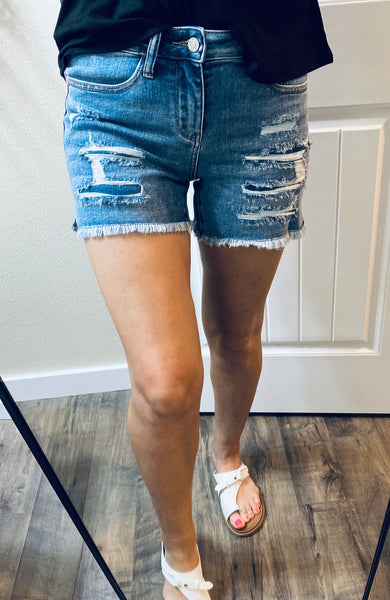 Judy Blue Distressed Slit Shorts