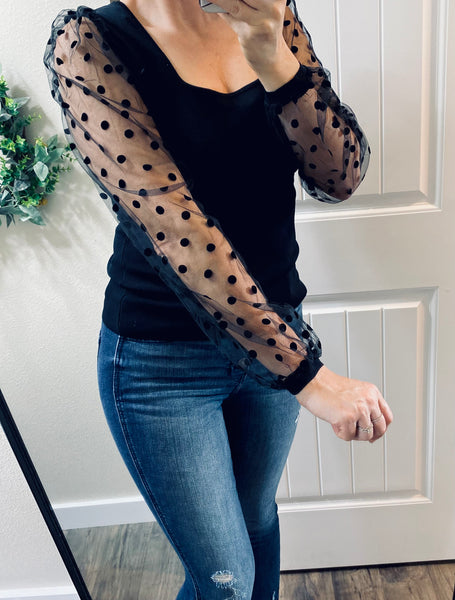 Polka Dot Square Neck Top