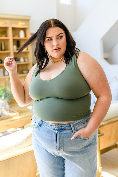 Short Seamless Reversible Tank in Olive