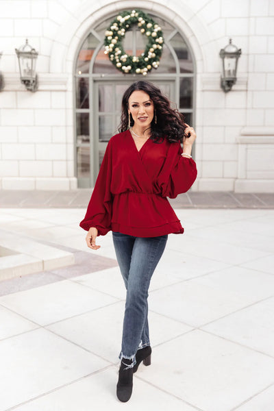 Catch Me There Blouse In Burgundy