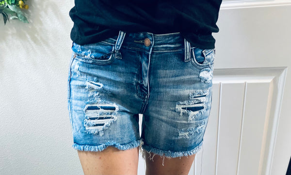 Judy Blue Patch Distressed Shorts