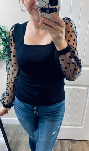 Polka Dot Square Neck Top