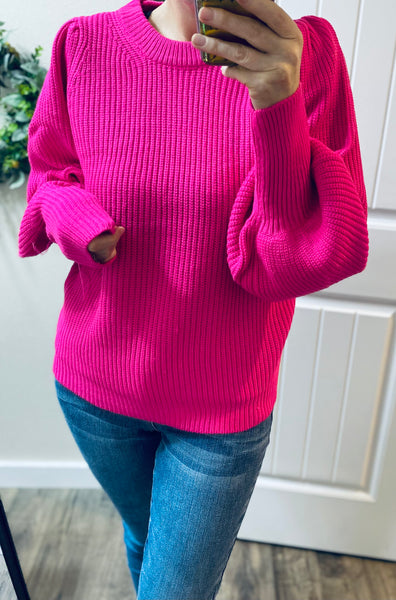 Pink Balloon Sleeve Sweater