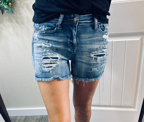 Judy Blue Patch Distressed Shorts