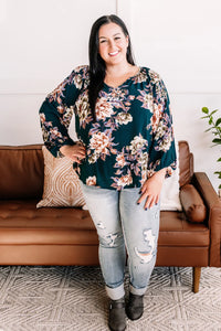 Teal Floral Blouse