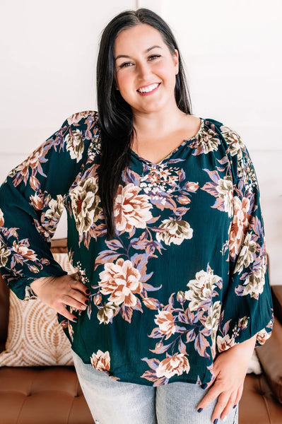 Teal Floral Blouse