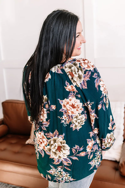 Teal Floral Blouse