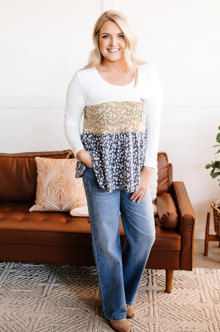 Colorblock Floral Top