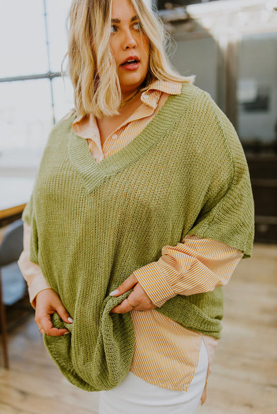 Sage Oversized V-Neck Sweater