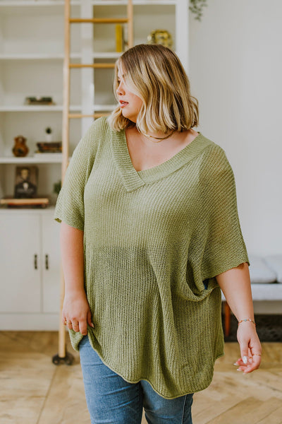 Sage Oversized V-Neck Sweater