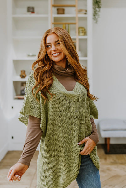 Sage Oversized V-Neck Sweater