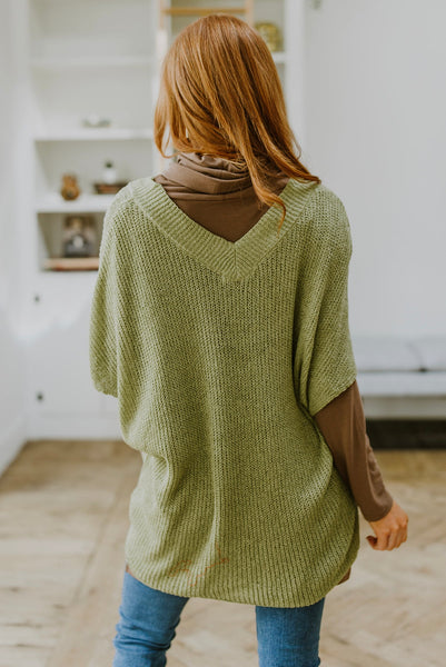 Sage Oversized V-Neck Sweater