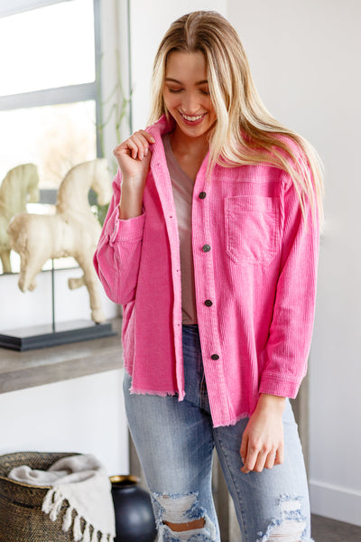 Pink Corduroy Shacket