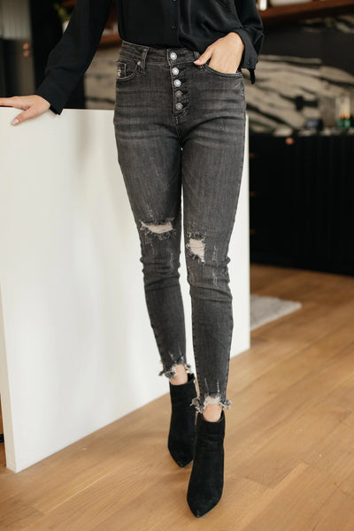 Gray Days Button Rise Jeans