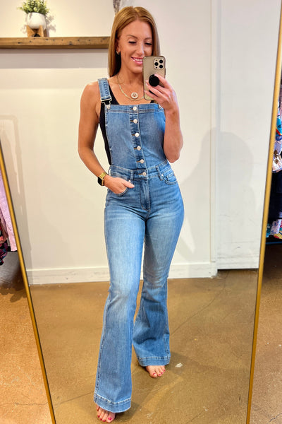 Judy Blue Tummy Control Retro Flare Overalls