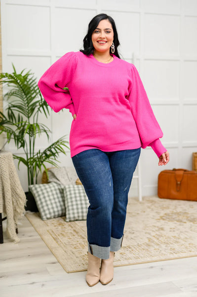 Pink Balloon Sleeve Sweater