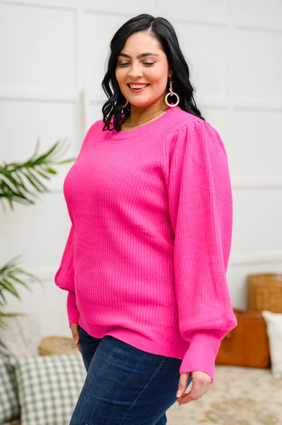 Pink Balloon Sleeve Sweater