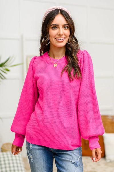 Pink Balloon Sleeve Sweater