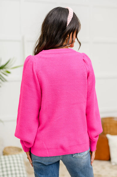 Pink Balloon Sleeve Sweater