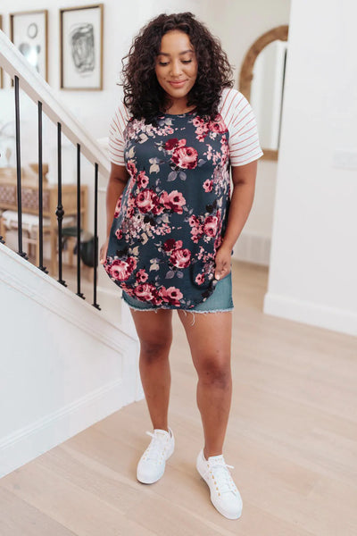 Blooming Raglan Top in Teal