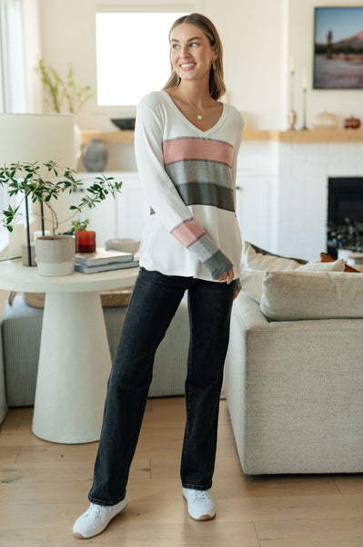 Mauve/Grey Striped Top