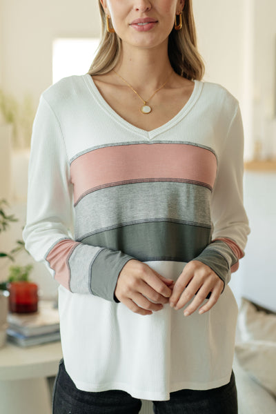 Mauve/Grey Striped Top