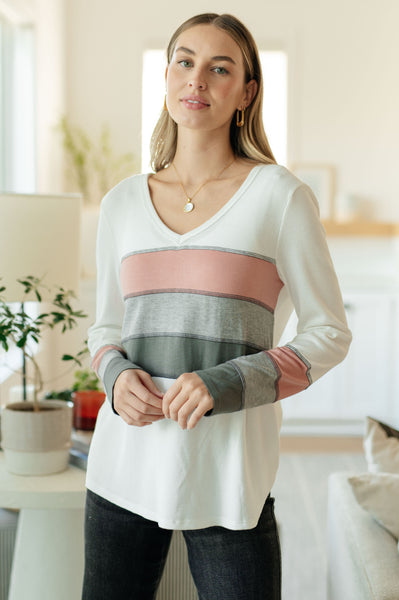 Mauve/Grey Striped Top