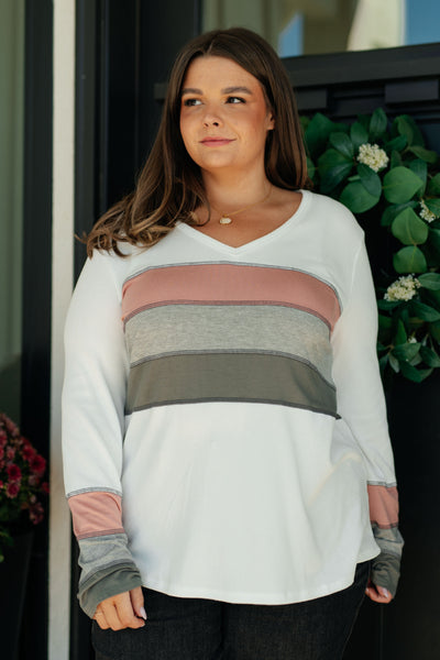 Mauve/Grey Striped Top