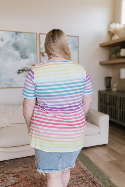 Rainbows V-Neck Striped Top