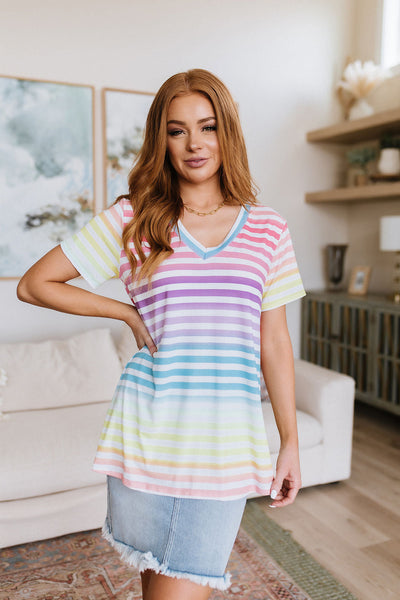 Rainbows V-Neck Striped Top