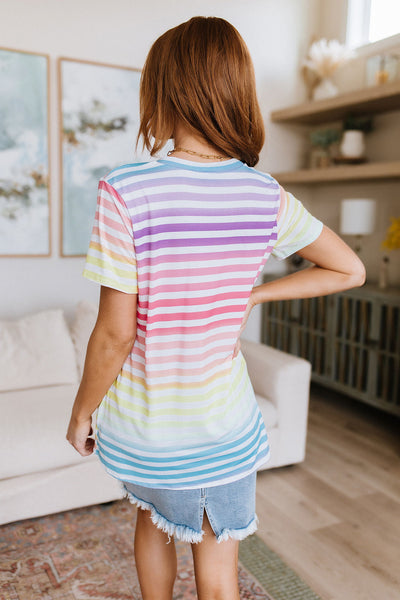 Rainbows V-Neck Striped Top