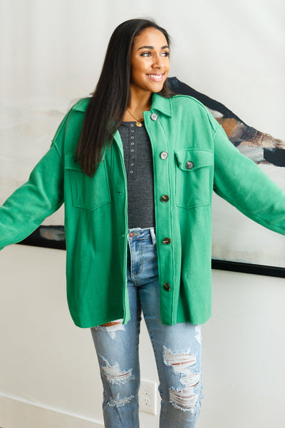 Green Fleece Shacket